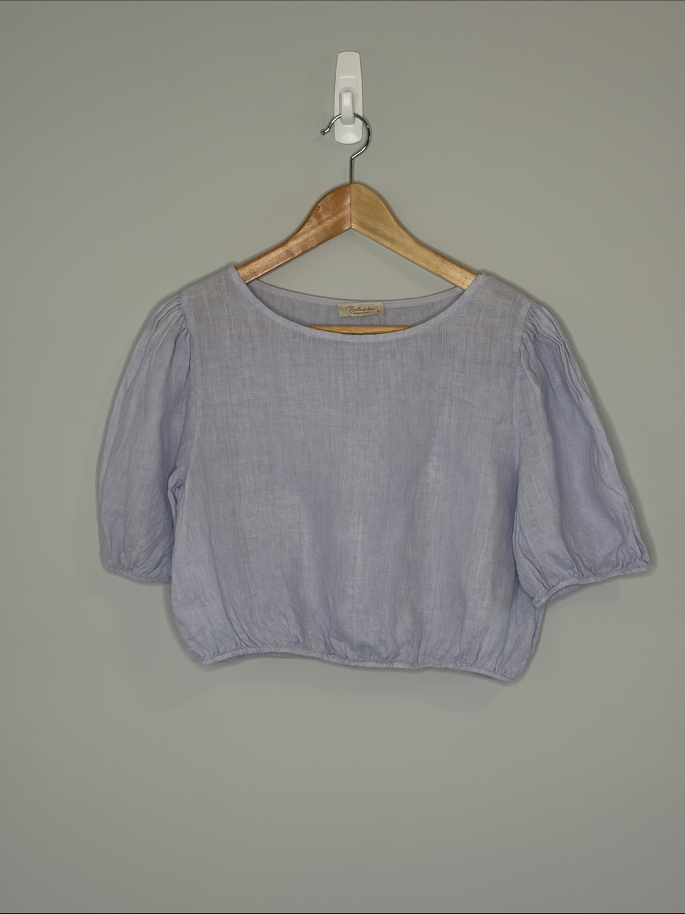 Bellaumbia Light Lavender Puff-Sleeve Linen Top S Breezy Summer Vacation